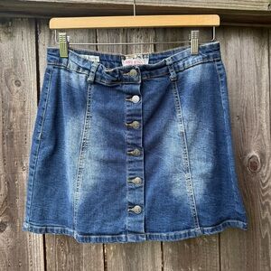 Y2K hit kiss Denim Button-Front Skirt
